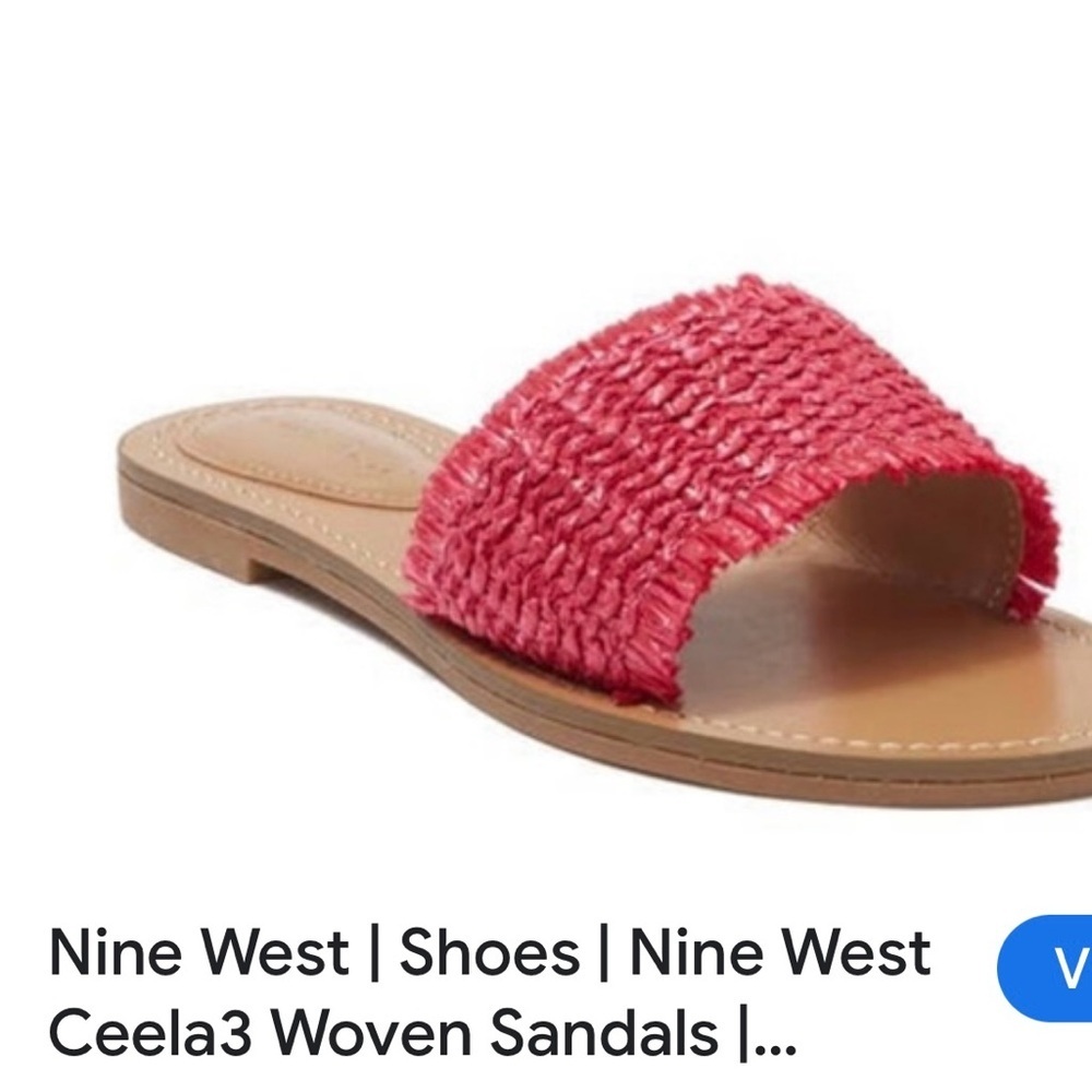 Nine West CEELA3 Pink Raffia Slide Sandals Women’s 9 Boho Resort Flat